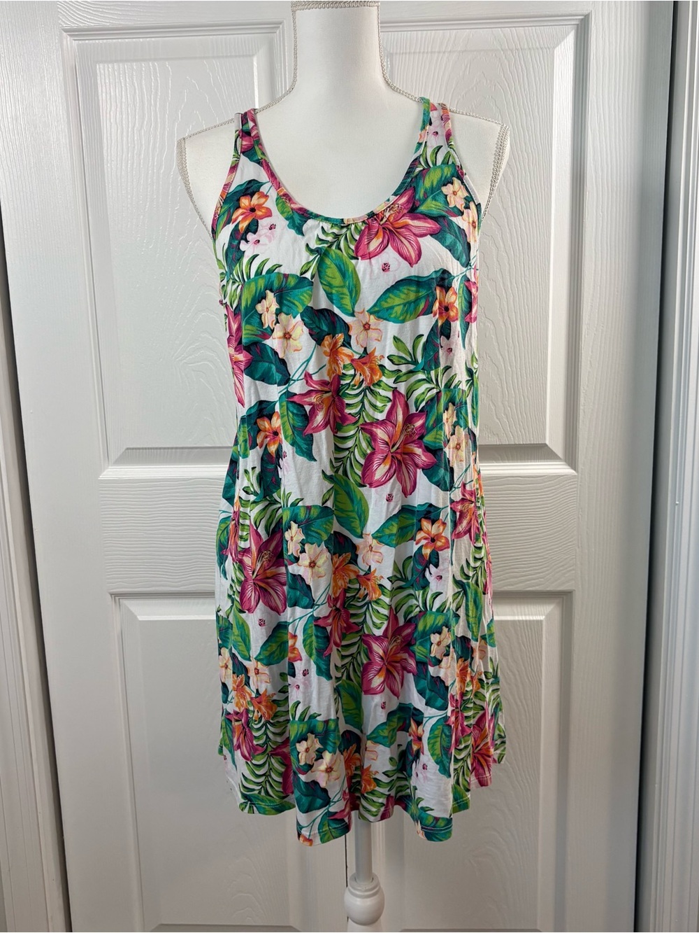 Tommy Bahama Tropical Floral Sleep Dress Chemise Nightgown Racerback Lounge L